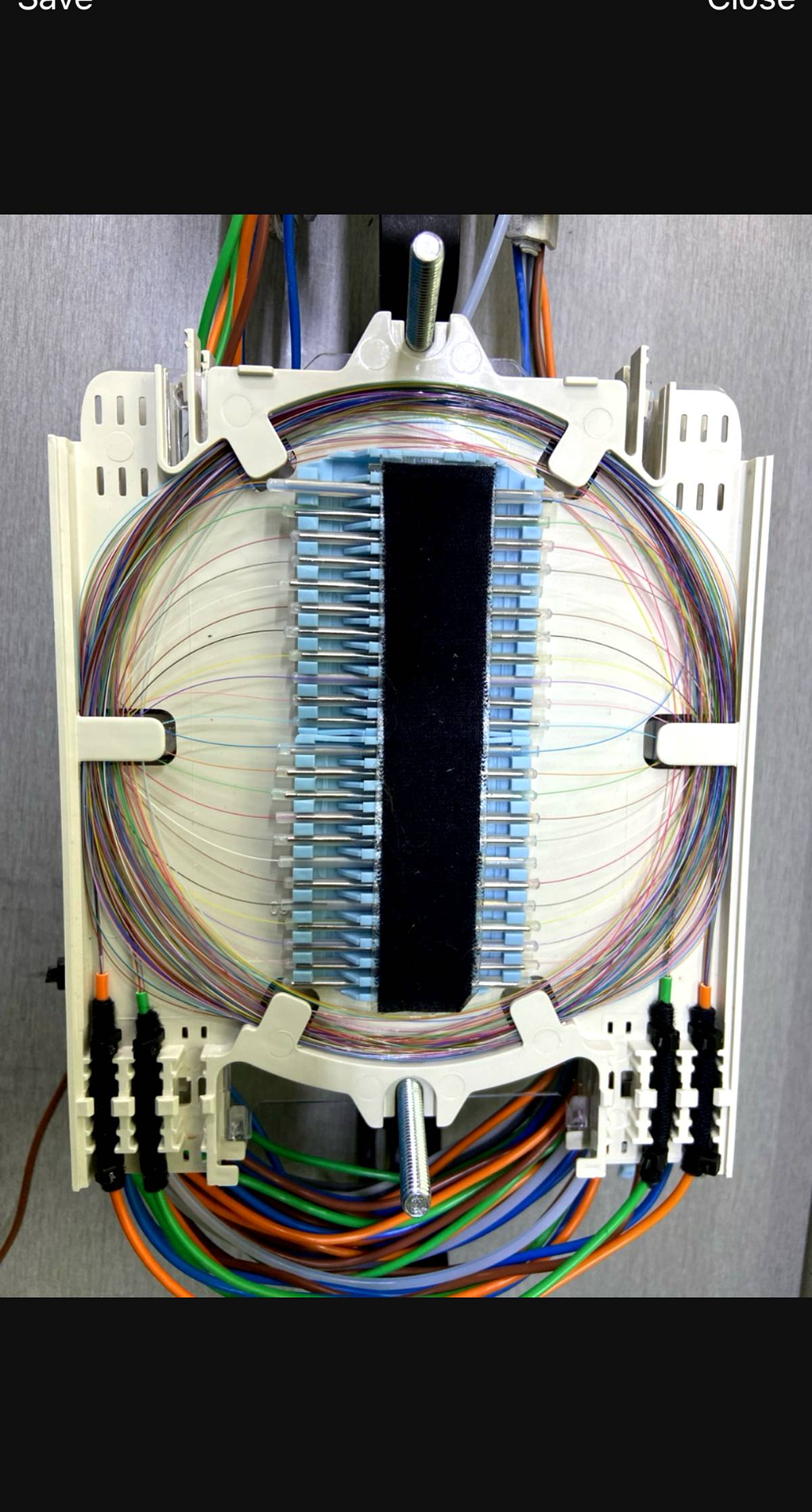 Neatly organized fiber tray and patch panel